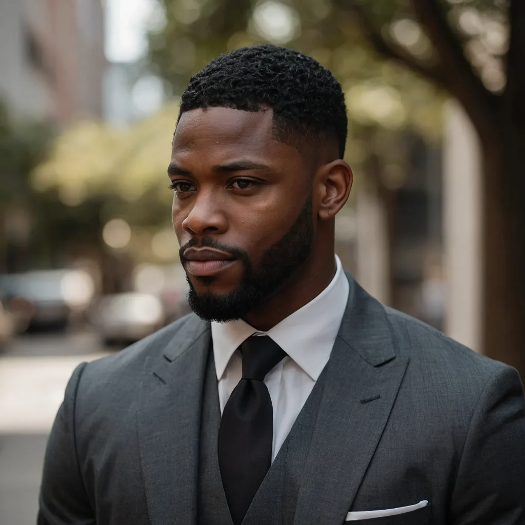 Black man with clean classic low taper f