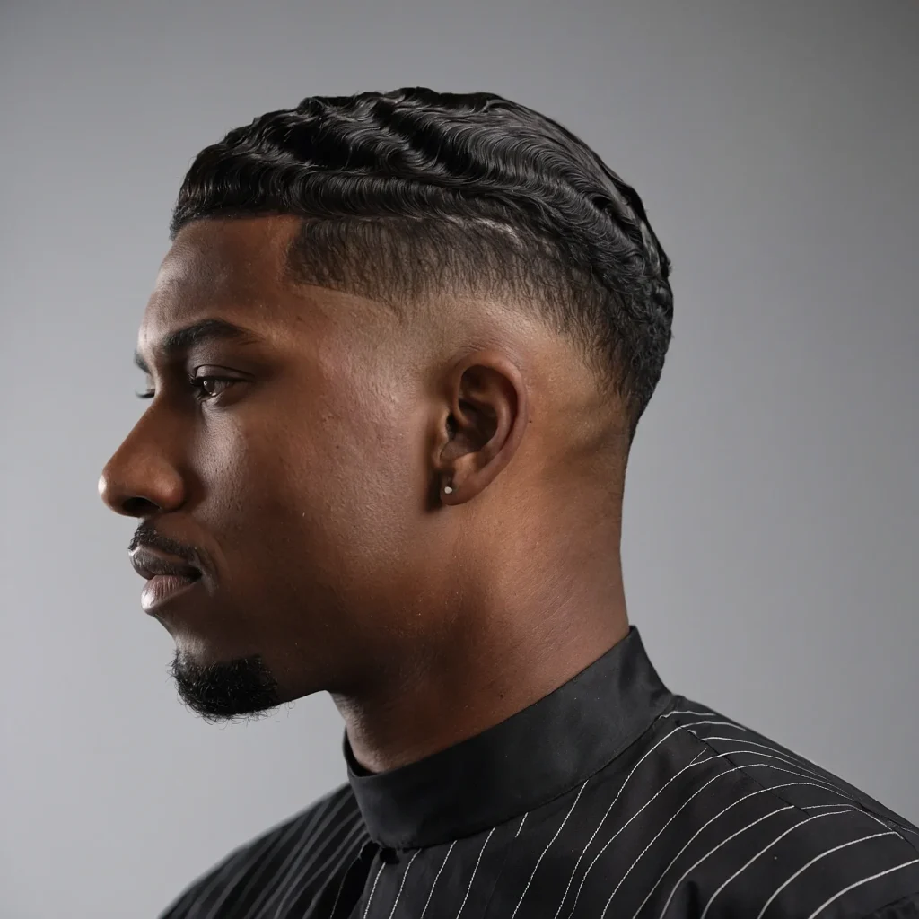 Classic Fade with WavesBlack man with deep