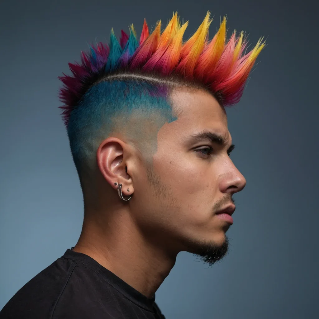 Colorful Mohawk Fade