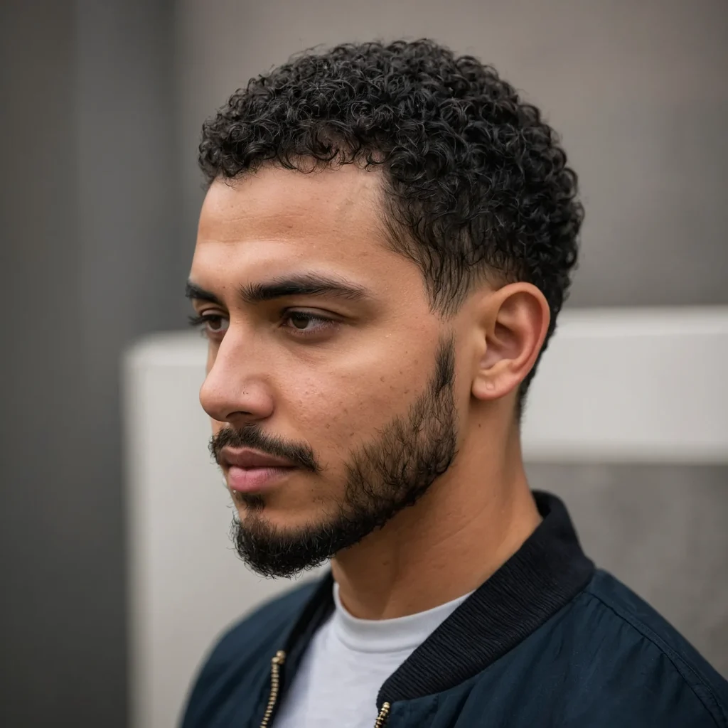 Curly Buzz Cut for Textured Hairman with n
