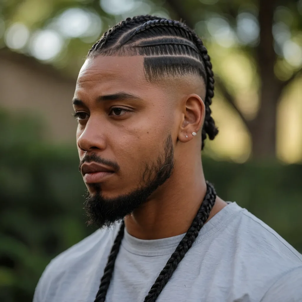 Faded CornrowsBlack man with cornrows braid