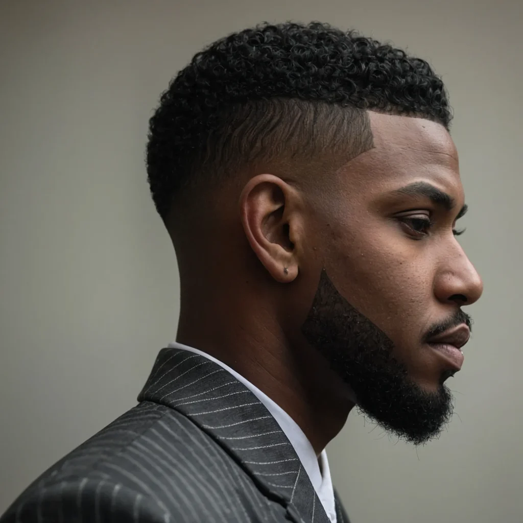 High Fade with DesignBlack man with high