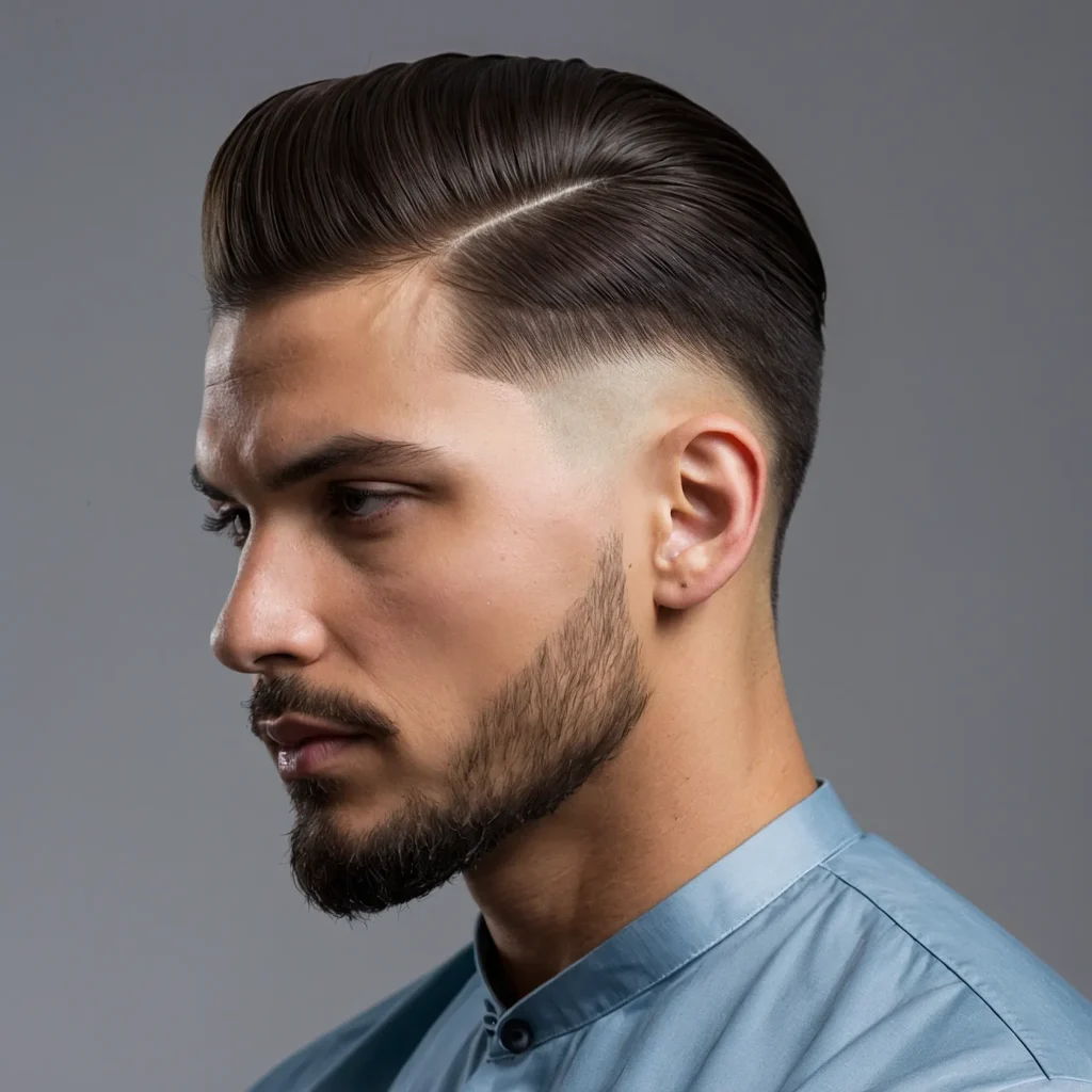 Low Fade Taper with Slick Back
