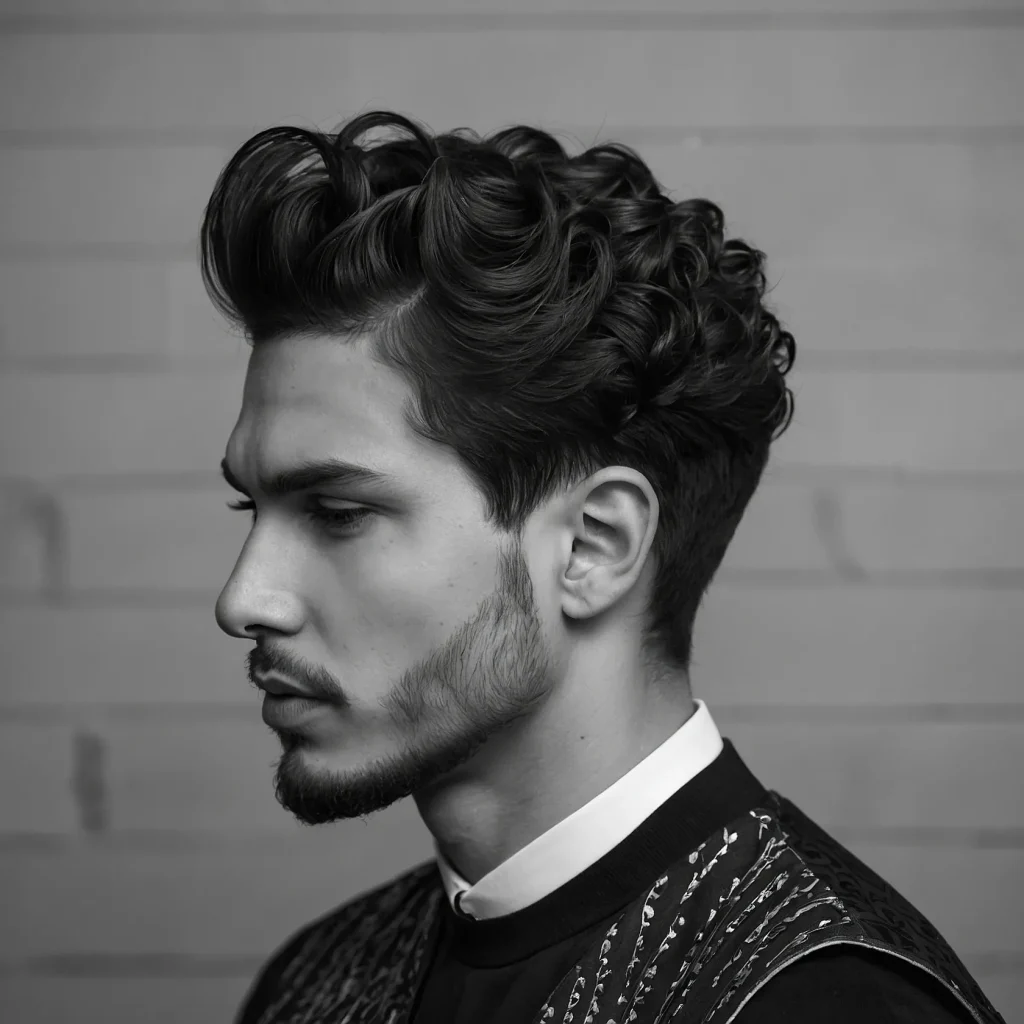 Low Taper with Side Part and Curls