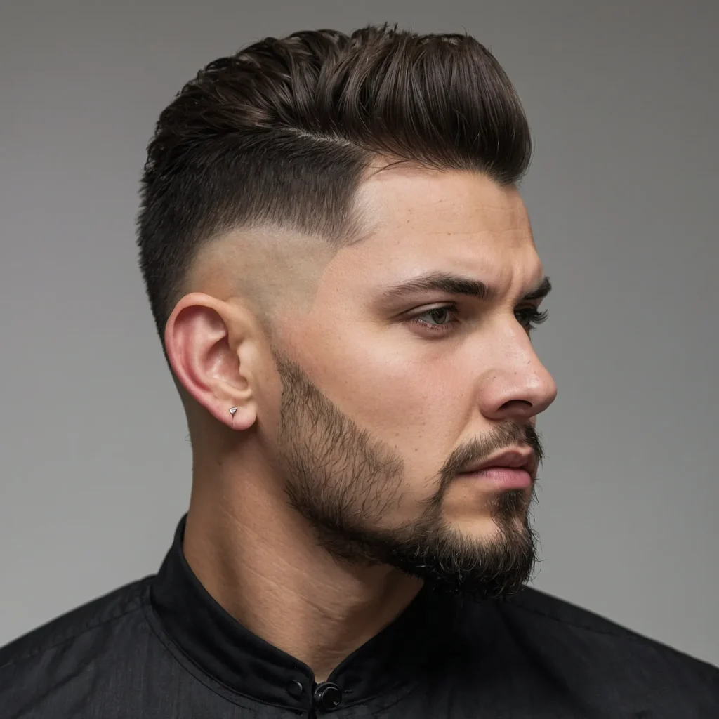 Low Drop Fade Faux Hawk man with short fau