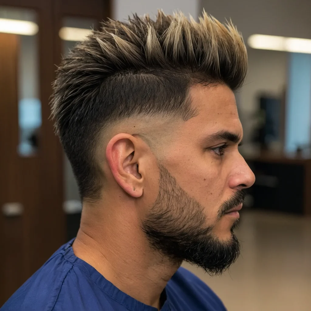 Low Drop Fade Spiky Textured Top man with s