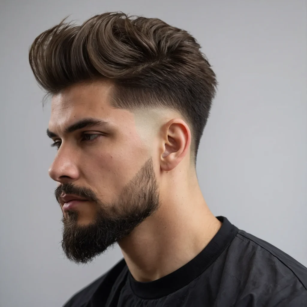 Low Drop Fade with Fluffy Top man with ligh