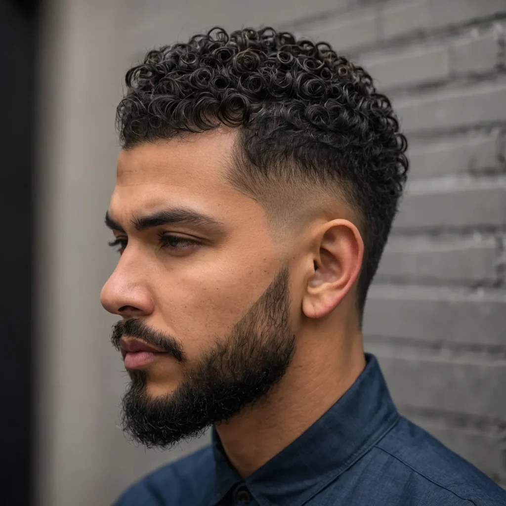 Low Drop Fade with Mini Curls man with short