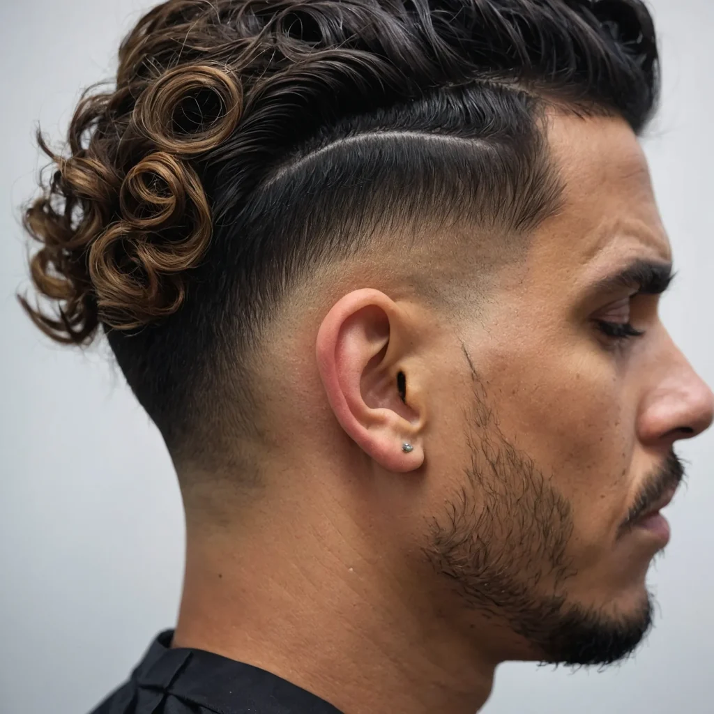 Low Drop Fade with Waves man with short s