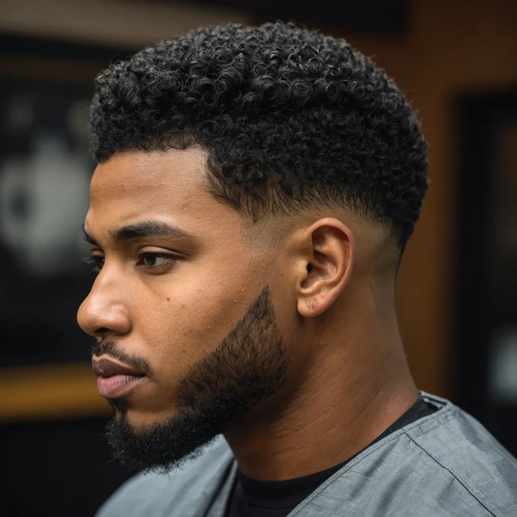 Low Taper Afro FadeBlack man with shortto