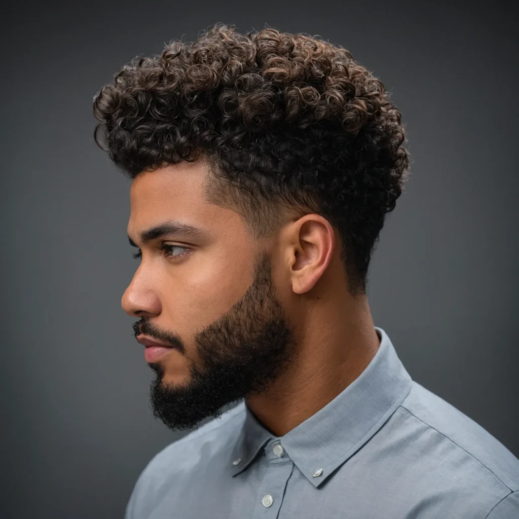 Low Taper Fade High Volume CurlsBlack man
