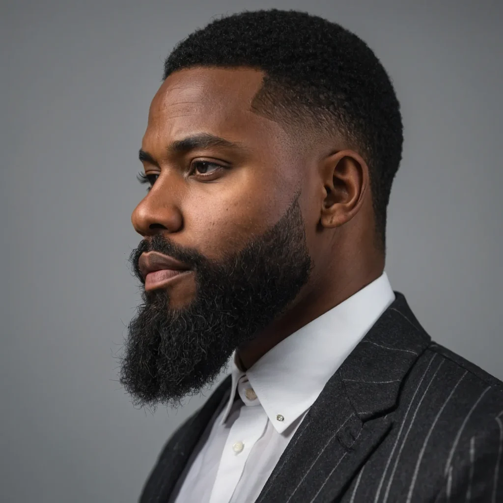 Low Taper Fade Sharp Beard BlendBlack man