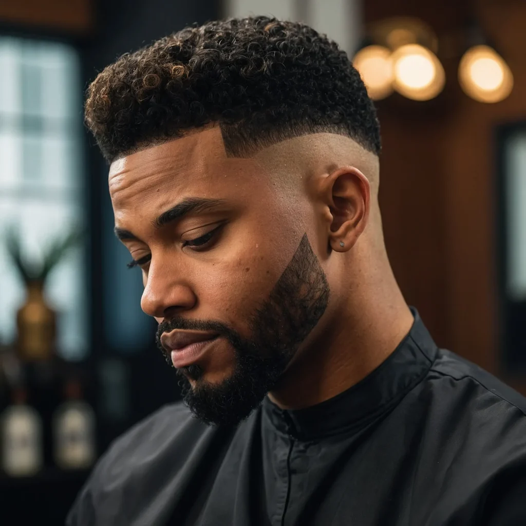 Low Taper Fade with LineUpBlack man with