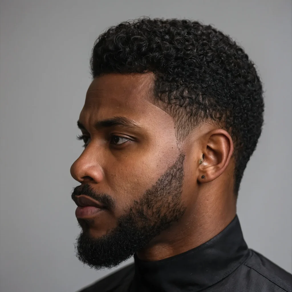 Low Taper Fade with Tapered SideburnsBlack