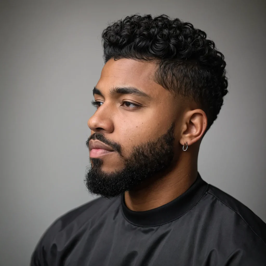Low Taper with Curly High TopBlack man with