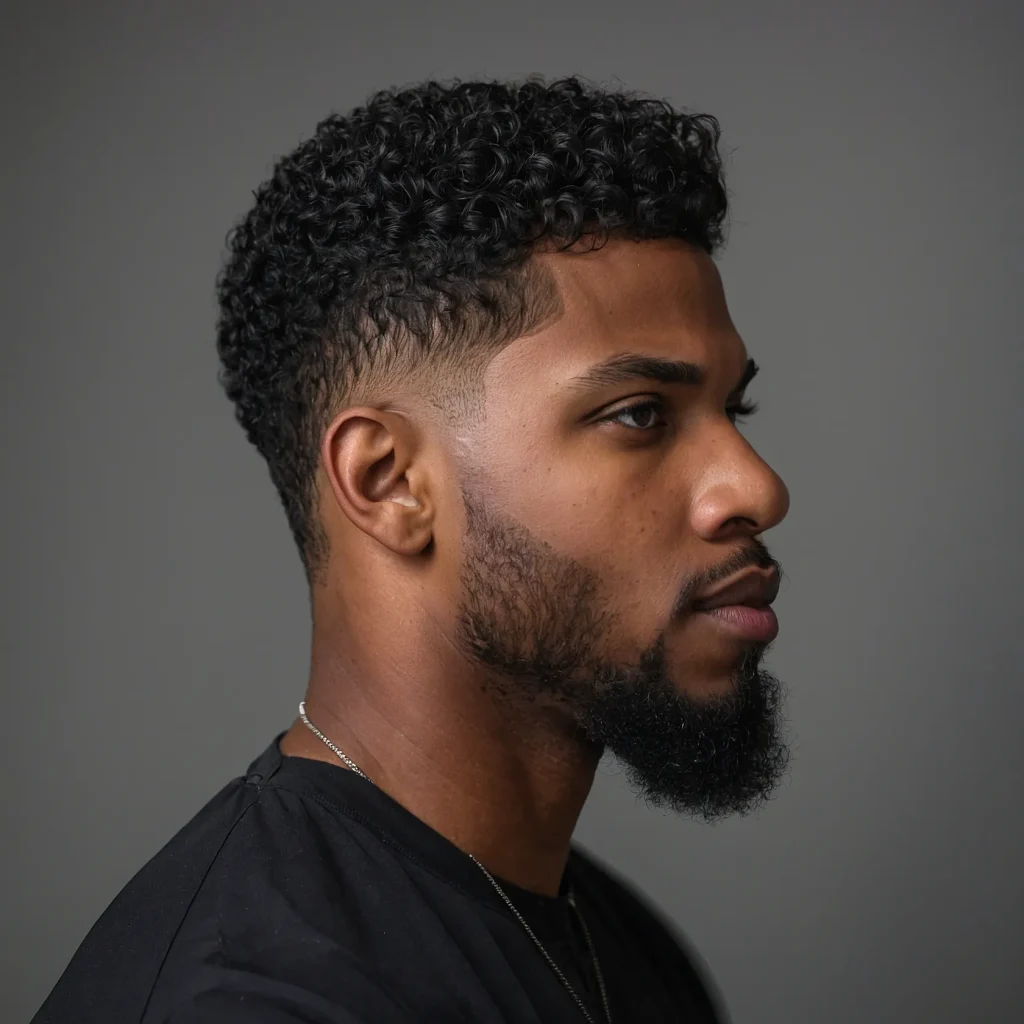 Low Taper with Defined CurlsBlack man with