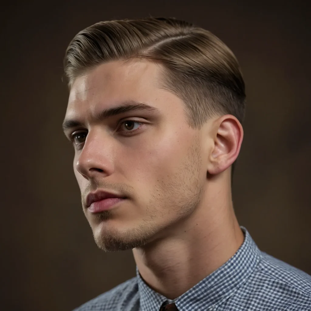 Side Swept Ivy League Low Taper Fade