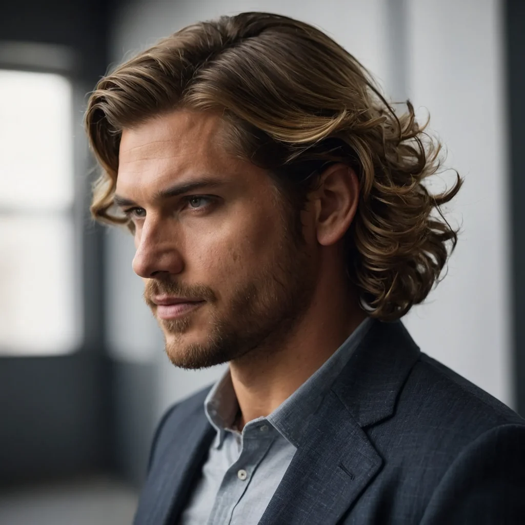 Side Swept Wavesman with mediumlength wavy