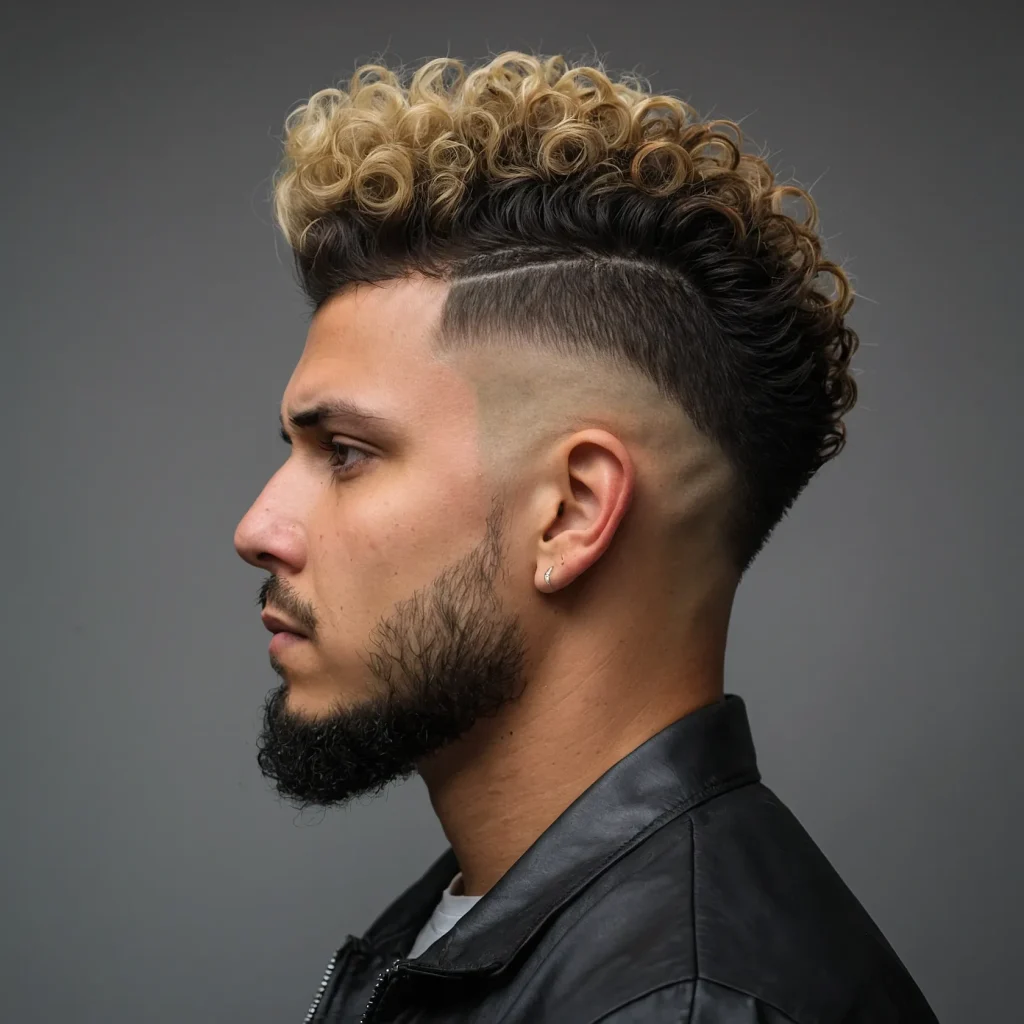 Taper Fade with Curly Mohawk