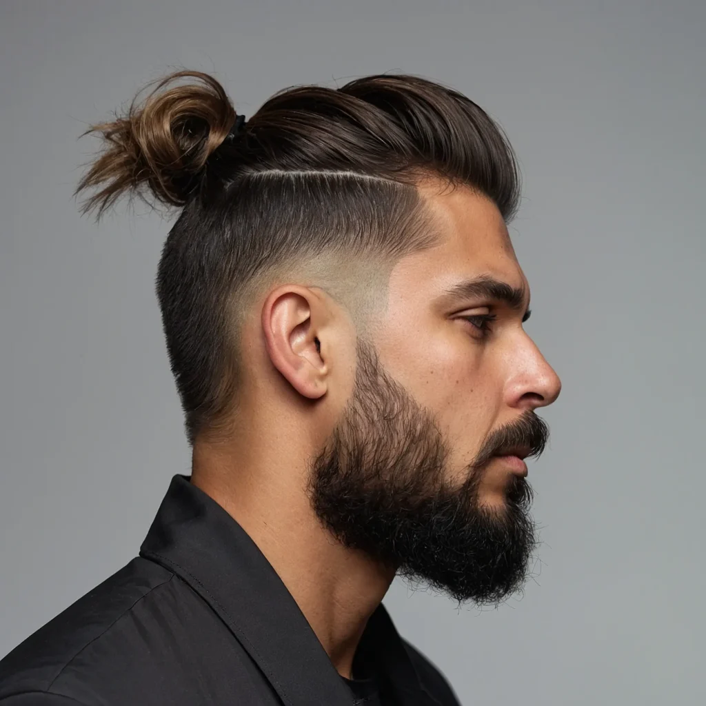 Top Knot with Low Taper Fade