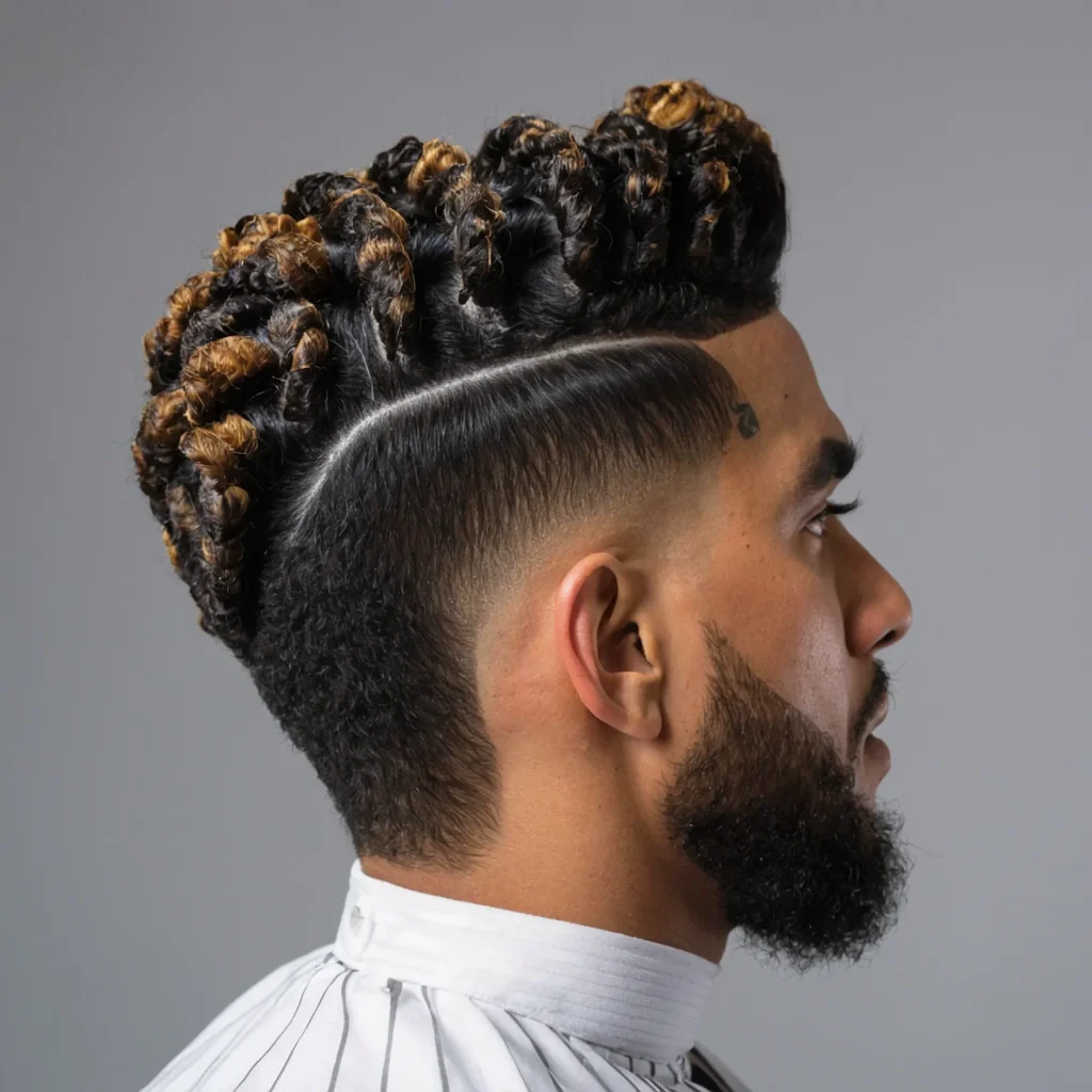 Drop Fade with Sponge TwistsDefined sponge
