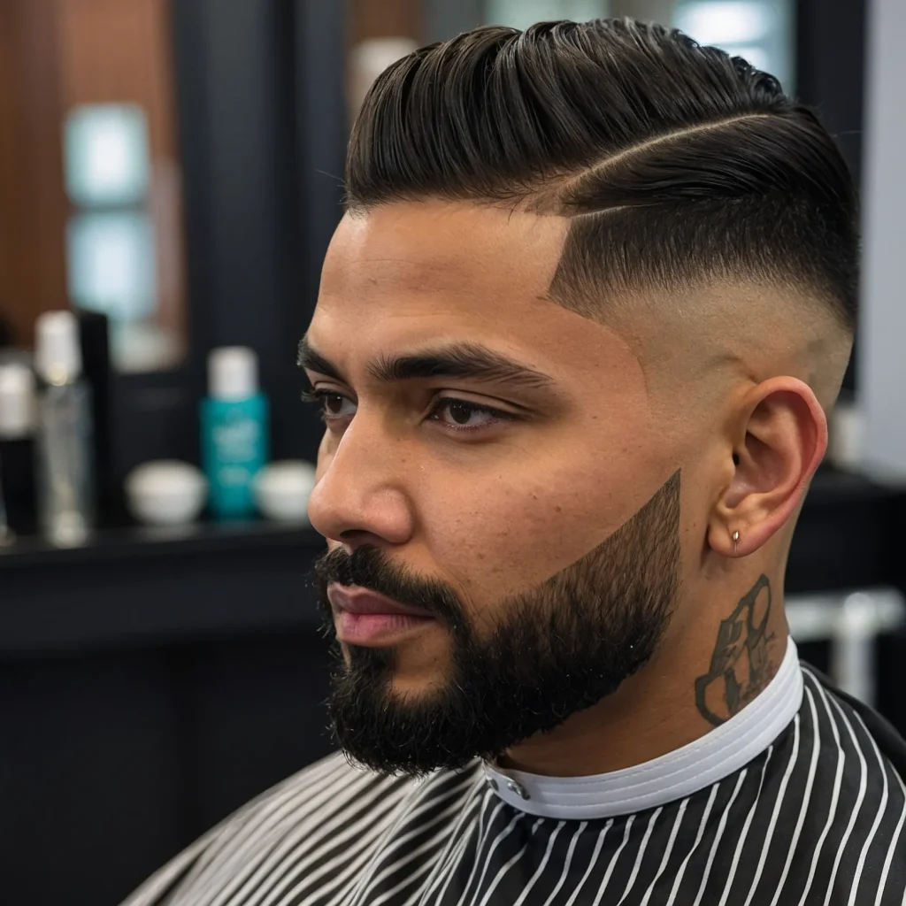 Drop Fade with LineUpCloseup of mans hair