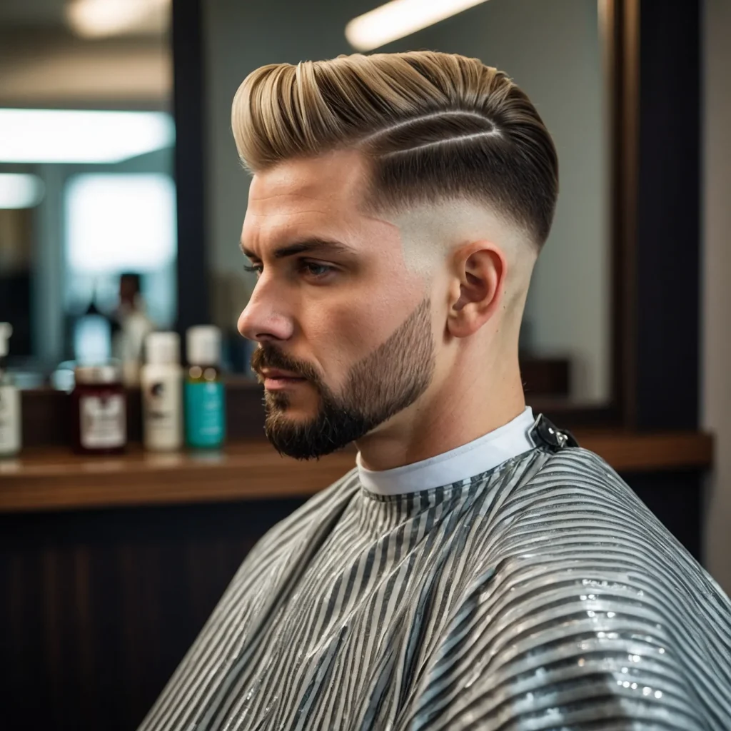 Drop Fade with Comb Overman with mediumle