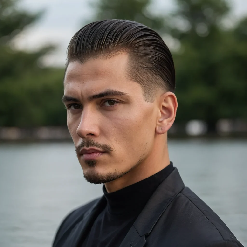 Drop Fade with Slick BackHair slicked back