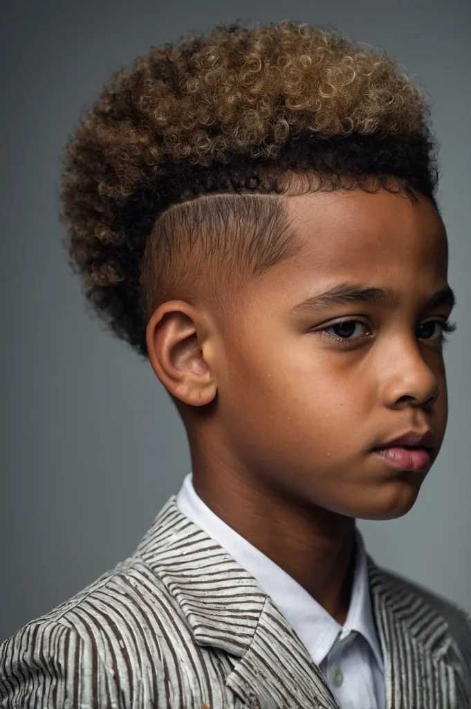 Afro Fade with Line Detailboy with mini