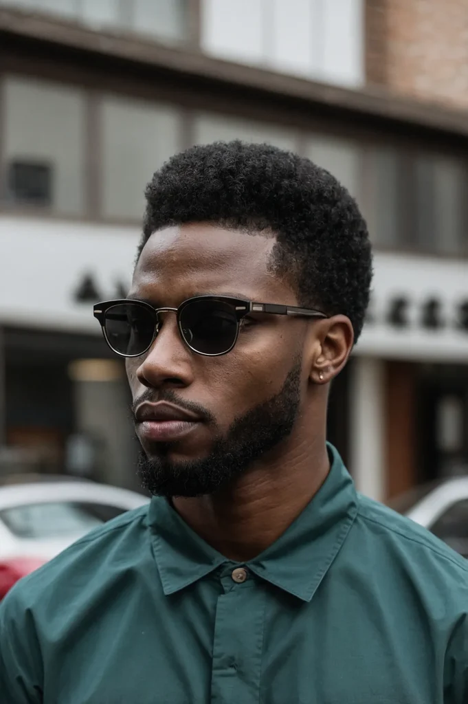 Afro Taper FadeBlack man with mediumlengt