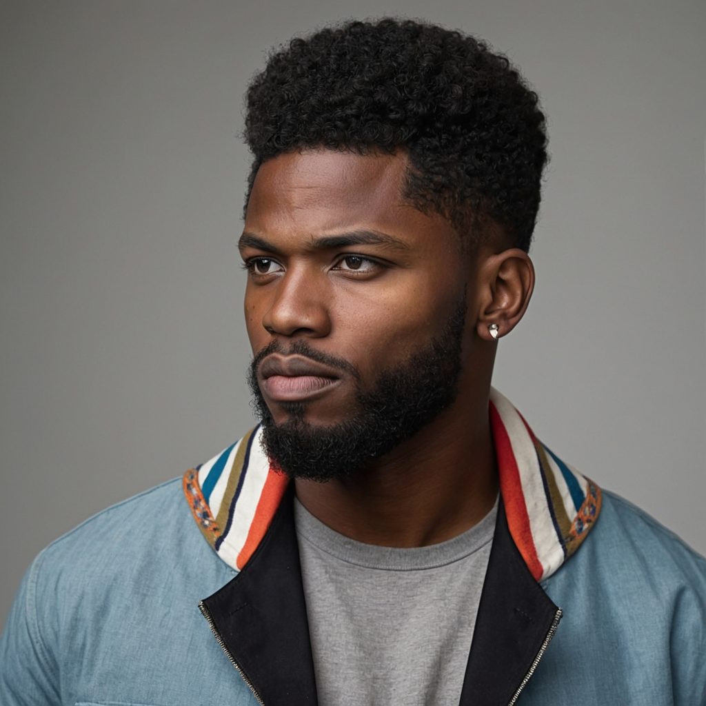 Afro Taper FadeBlack man with rounded afr