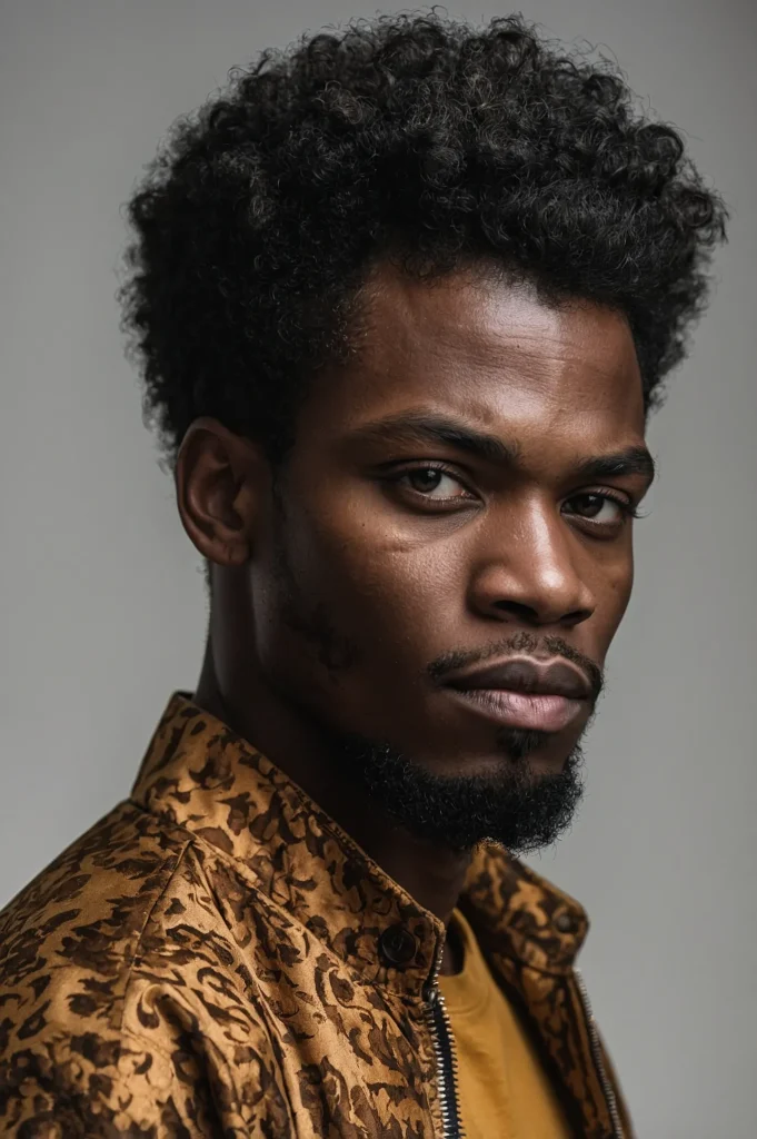 Afro with Low Skin FadePortrait of man with s