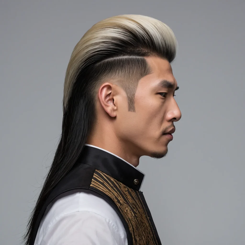 AsianInspired Burst Fade Mulletwhite man wi