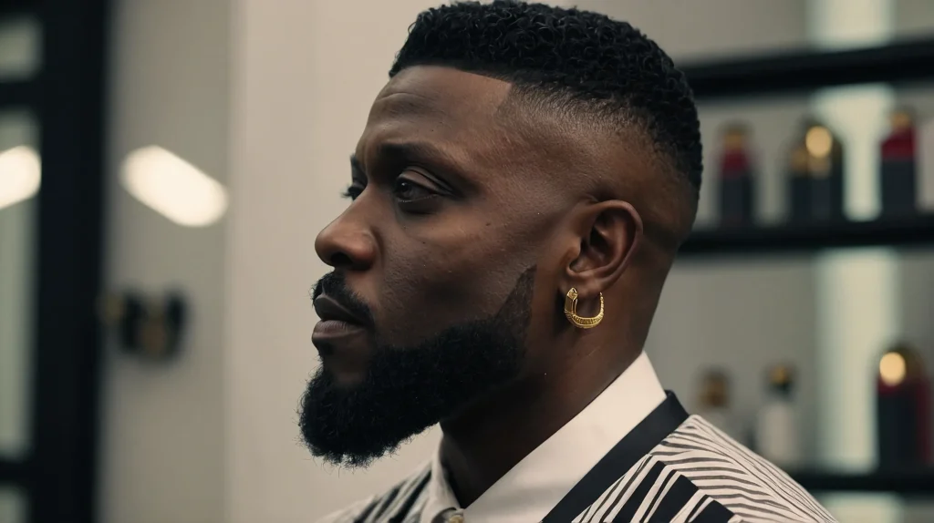 Boosie Fade with Beard BlendA Black man weari