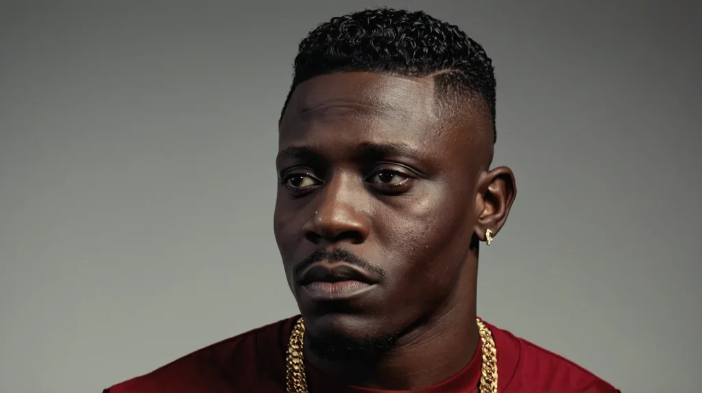 Boosie Fade with Mini CurlsA frontangle shot