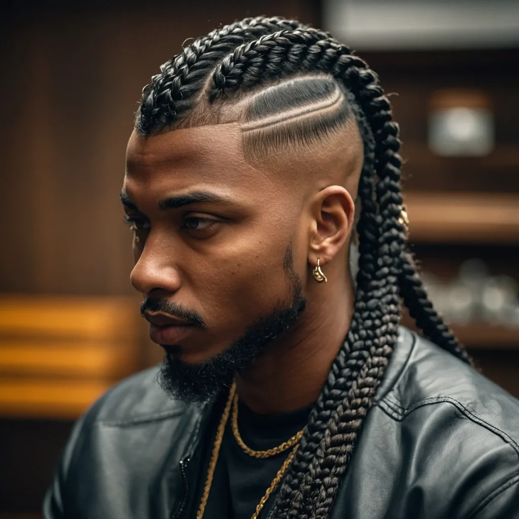 Braided Mullet FadePrompt Black men with brai