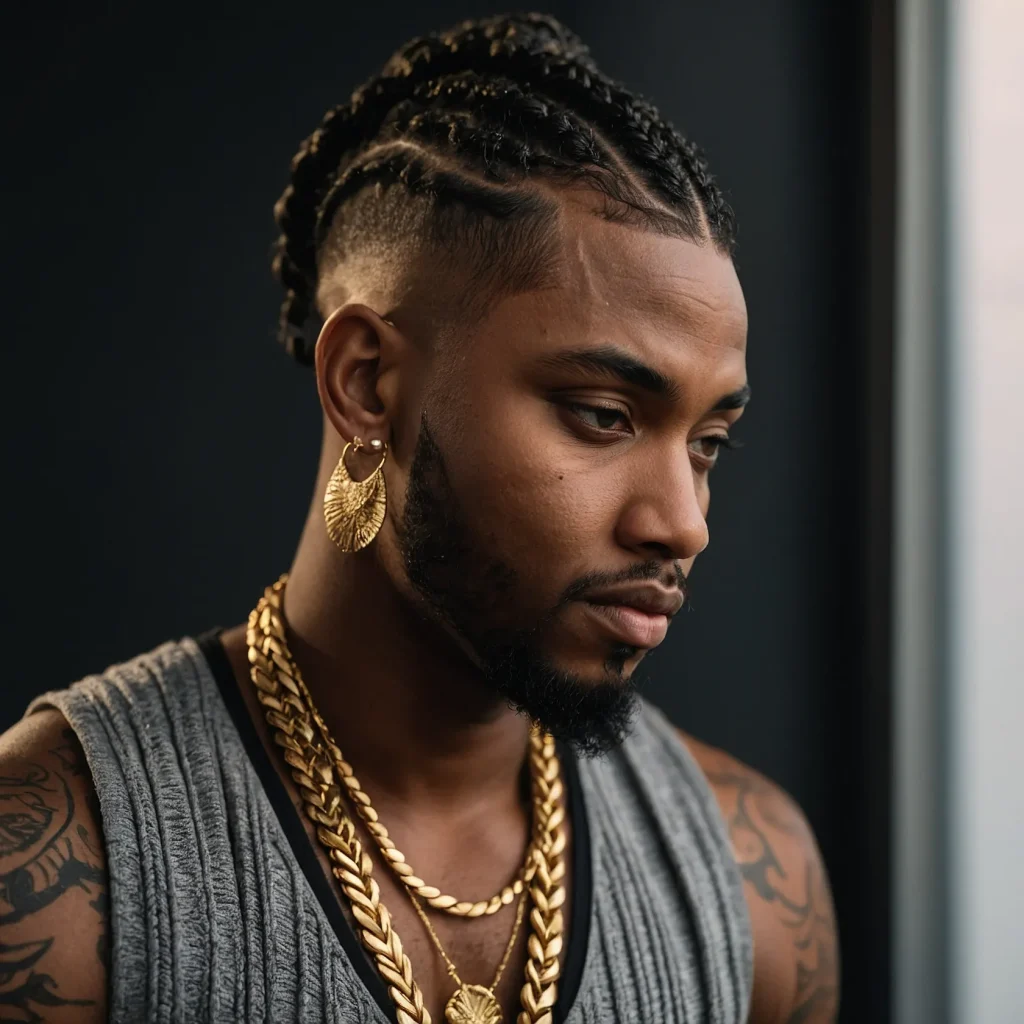 Braided Top with Drop FadePrompt Black man wi