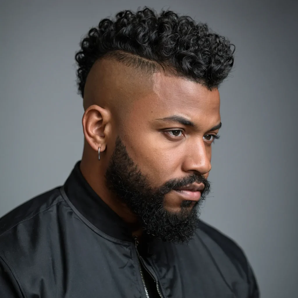 Burst Fade MohawkBlack man with bold curly