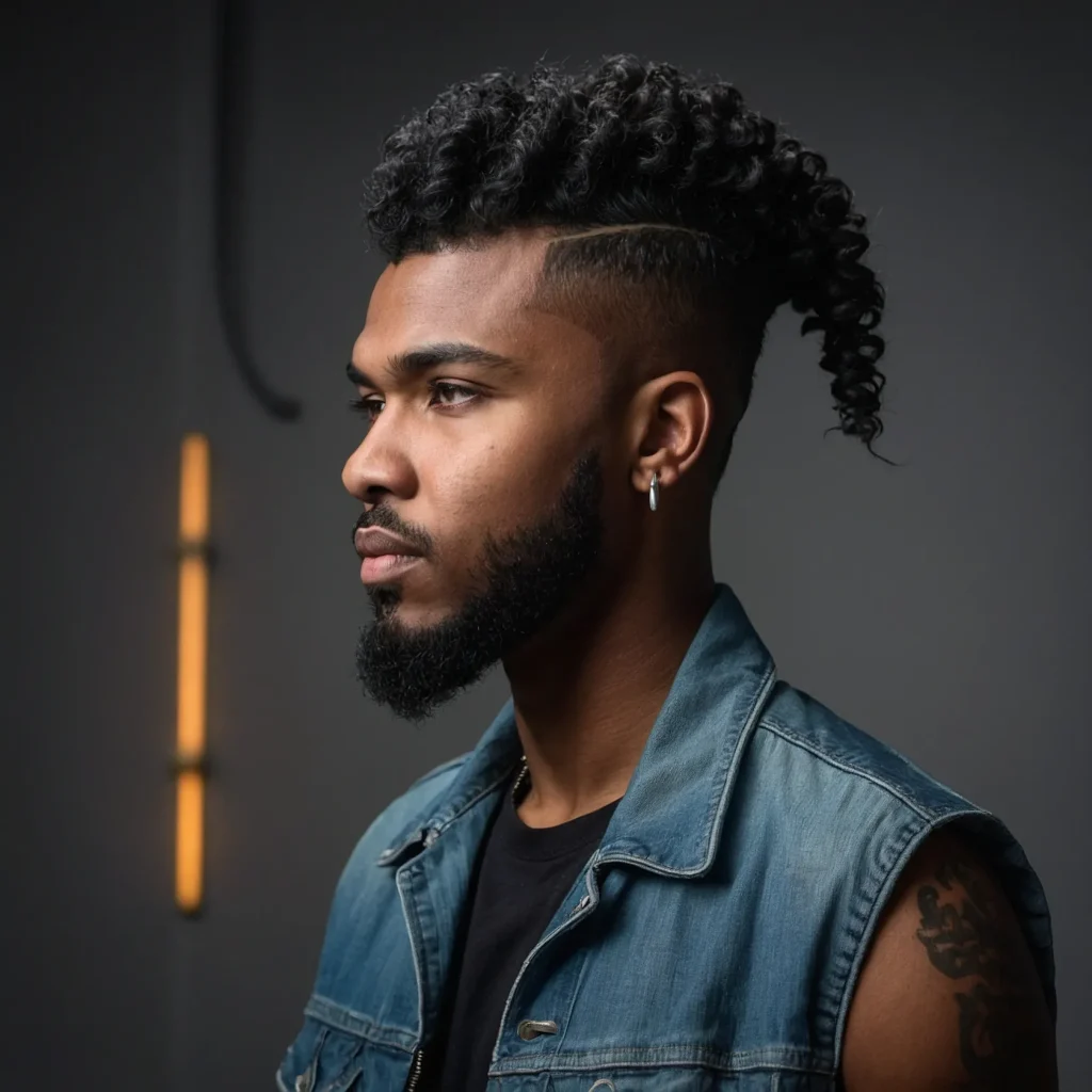 Burst Fade MulletPrompt Black men with burst