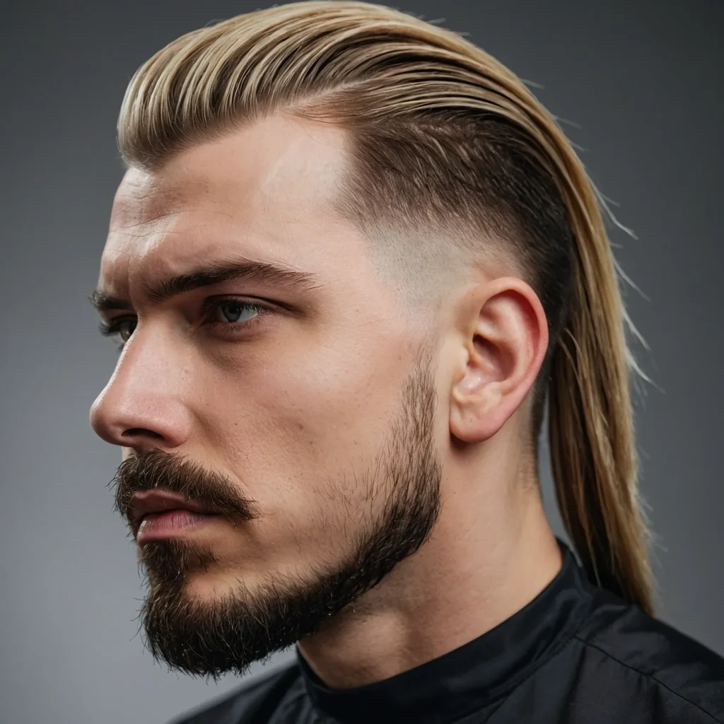 Burst Fade Mullet with Blunt Endswhite man
