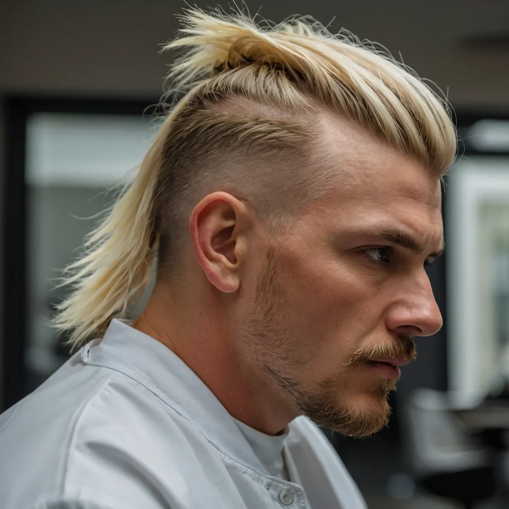 Burst Fade Mullet with Colored Tipswhite m