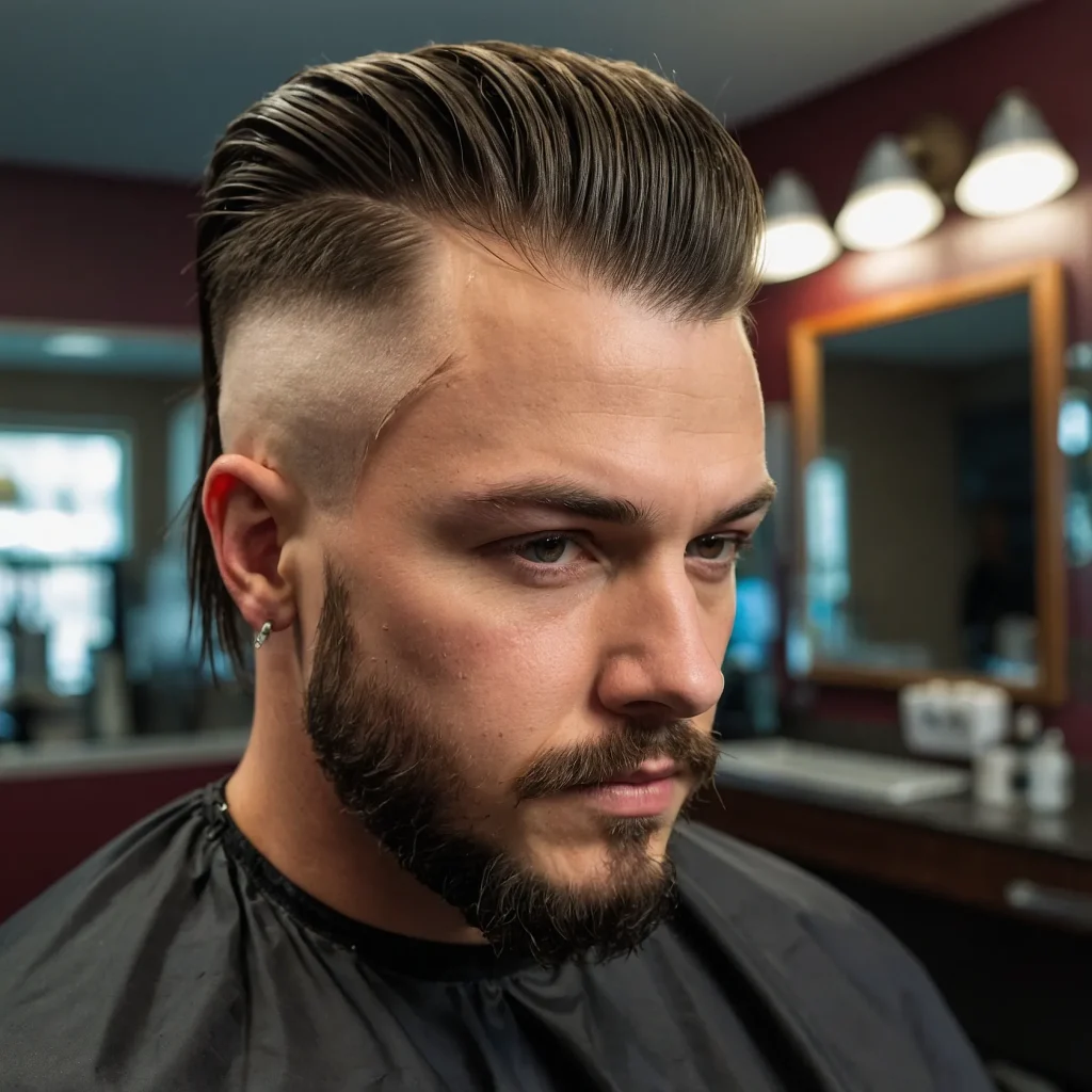 Burst Fade Mullet with Hard Partwhite man w