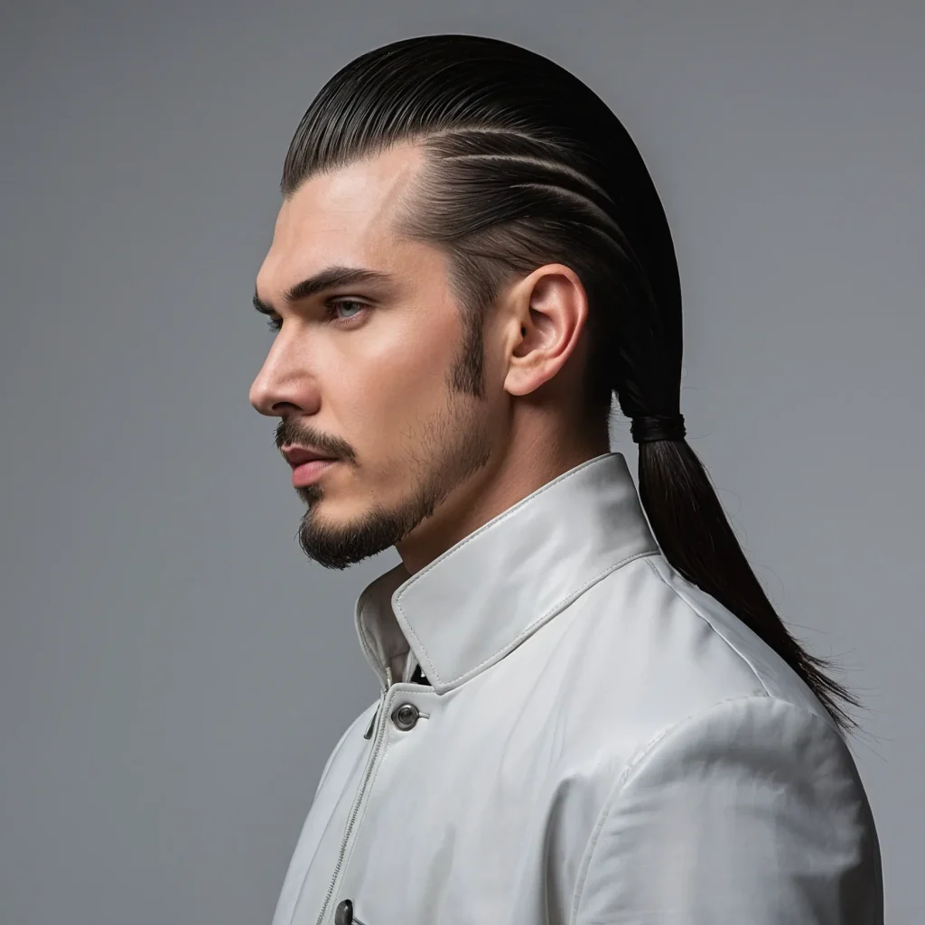 Burst Fade Mullet with Slicked Back Topwhit