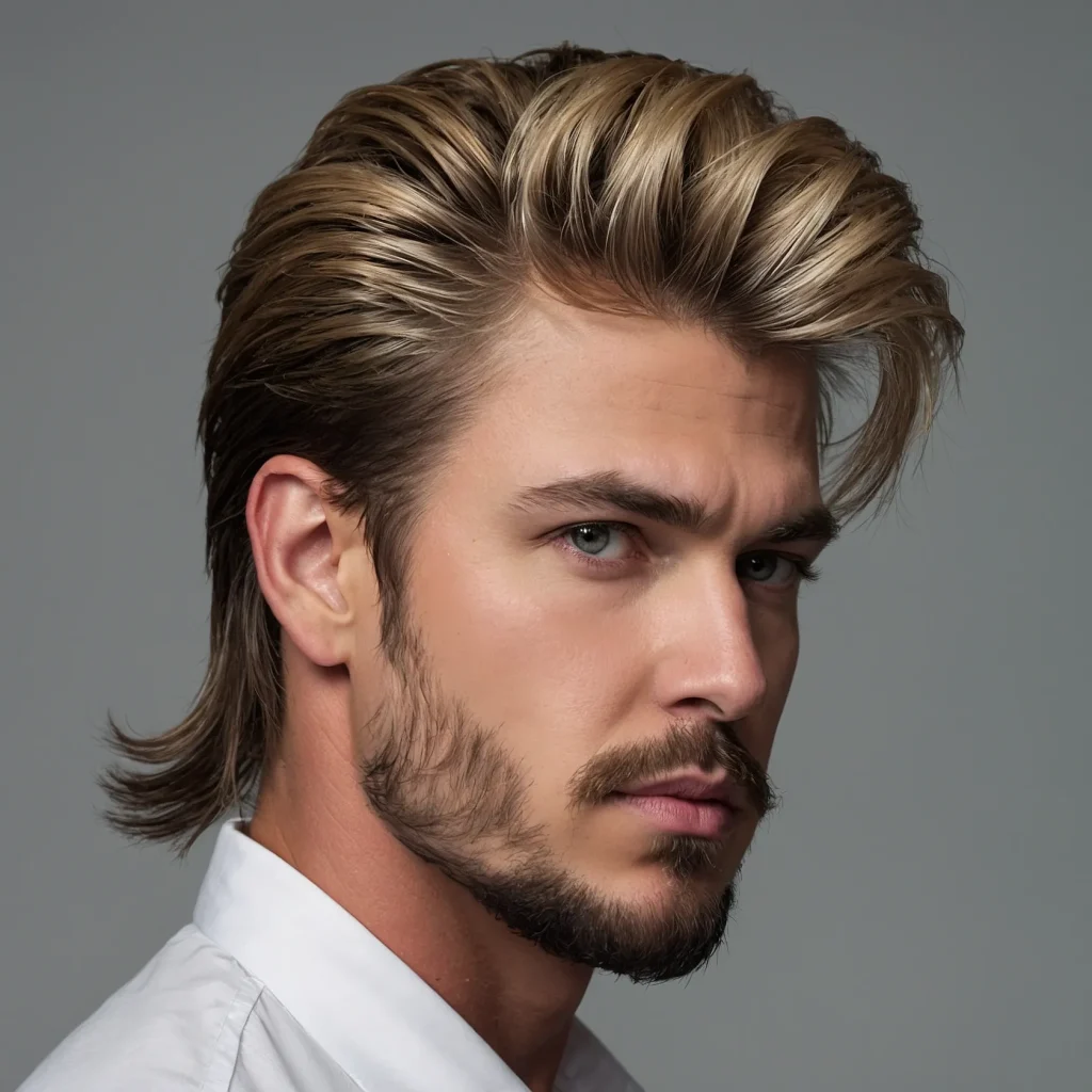 Burst Fade Mullet with Volume Topwhite man