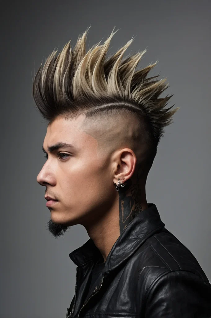 Burst Skin Fade with MohawkEdgy portrait of a