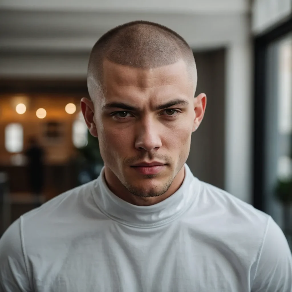 Buzz Cut with Burst FadeWhite man with burs