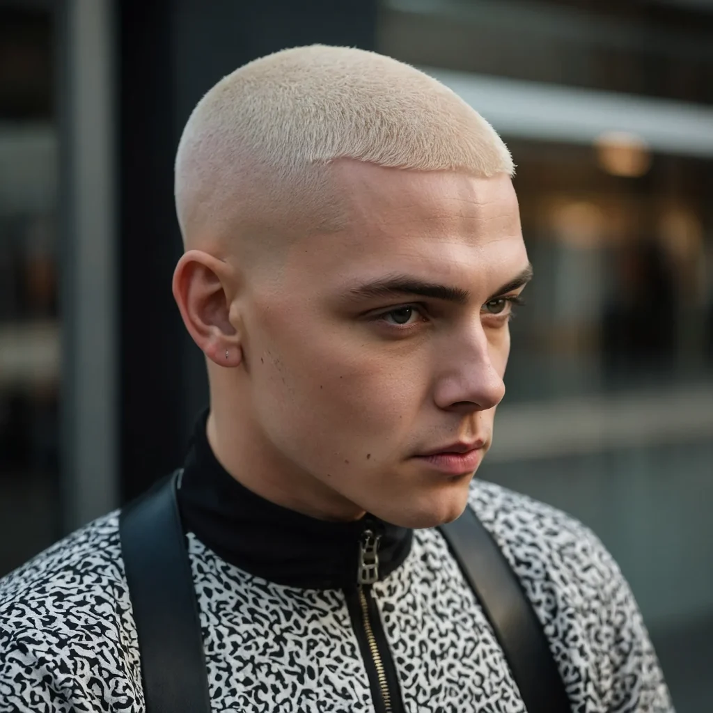 Buzz Cut with Color and FadeWhite man with bl