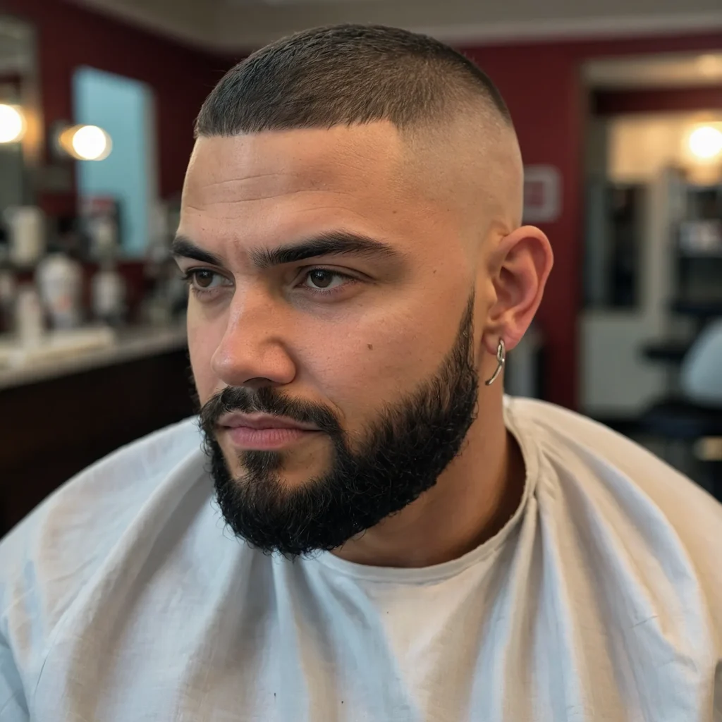 Buzz Cut with Curved FadeCurved fade behind t