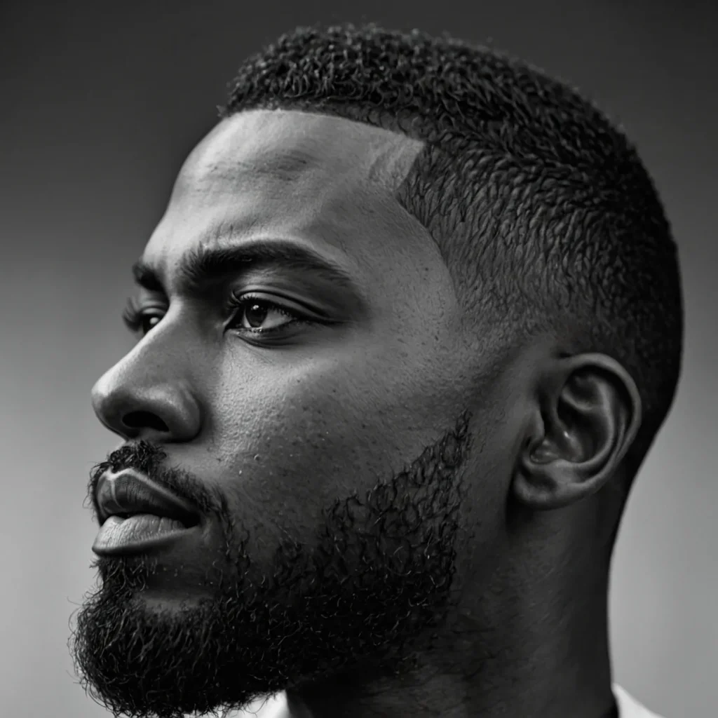 Buzz Cut with Curved Temple LineBlack man wit