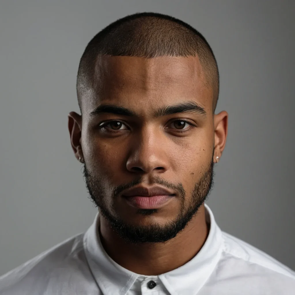 Buzz Cut with Defined Sideburn FadeClean side